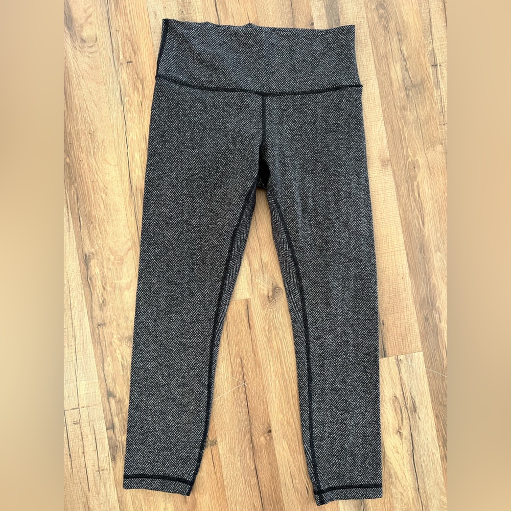 Lululemon Wunder Under 7/8 Tight High Rise Leggings 8 Heathered Herringbone 25"